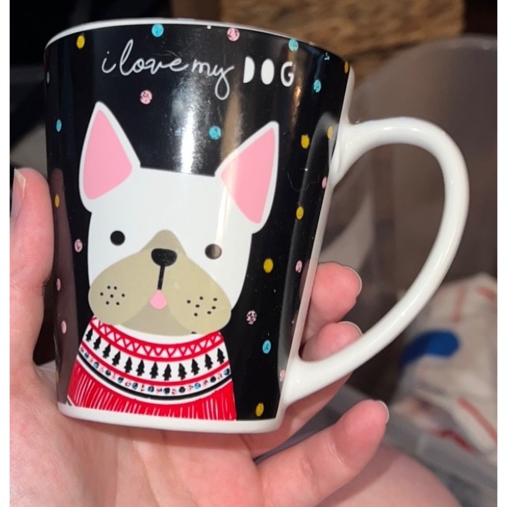 I Love My Dog Mug Coffee Cup French Bulldog‎ Black Red Gift